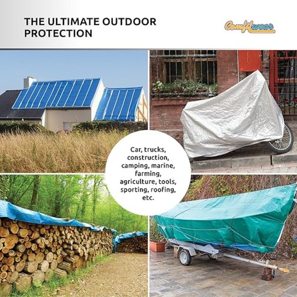 6' x 8' Heavy Duty Silver/Black Waterproof UV Blocking 10 Mil Poly Tarp - Picture 7 of 7